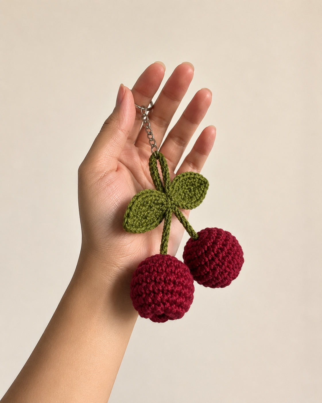 Twin Tulip Crochet Keychain
