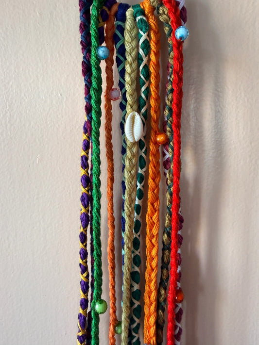 Jewel-Tone Braided Hair Band with Cowrie Shell