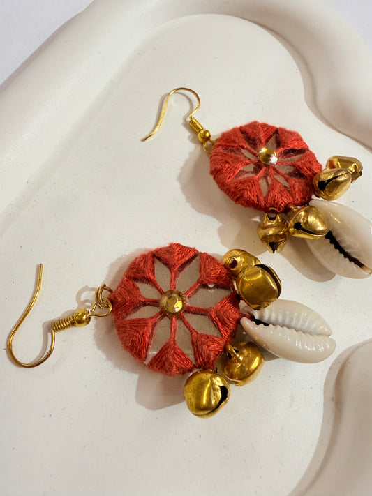 Earing Handmade Thread And Mirror Work