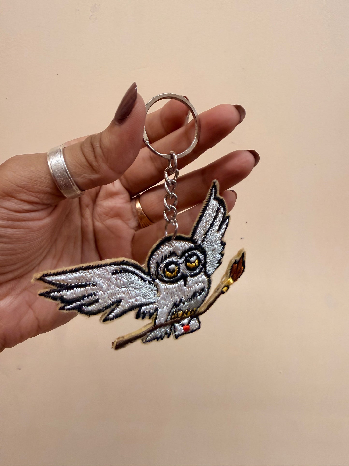Hedwig Embroidered Key Ring