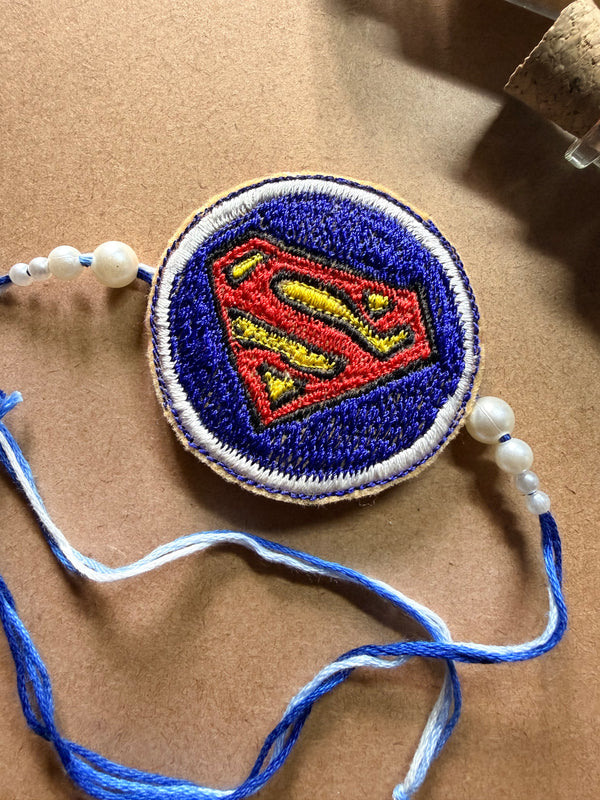 Superman Logo Embroidered Rakhi image 2