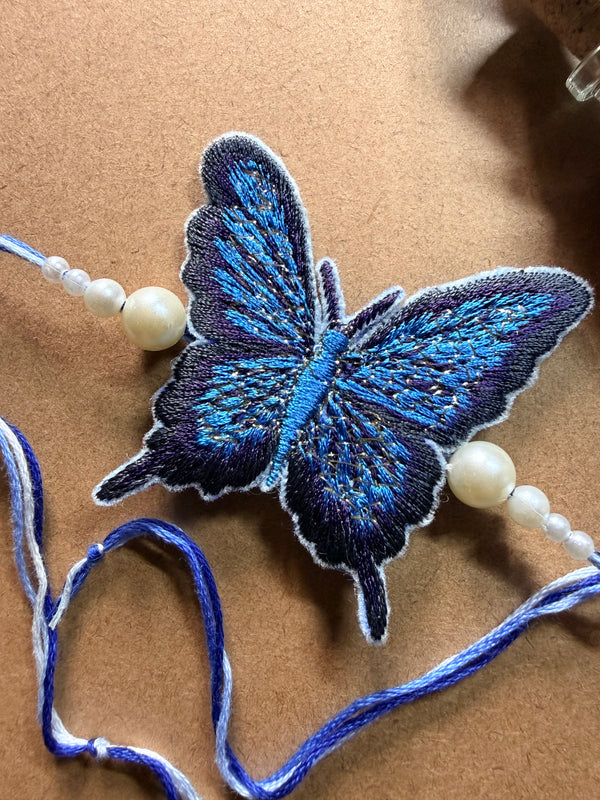 Blue Butterfly Embroidered Rakhi image 3