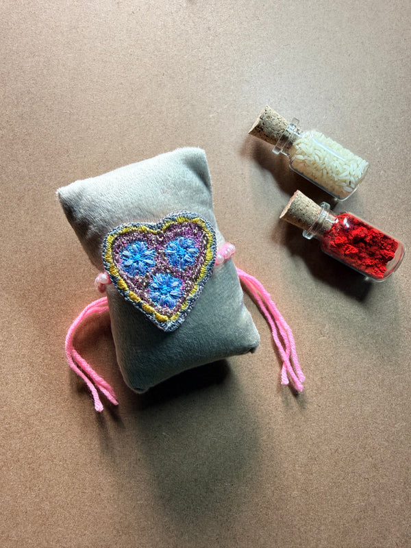 Heart Charm Rakhi - Pink Thread image 2