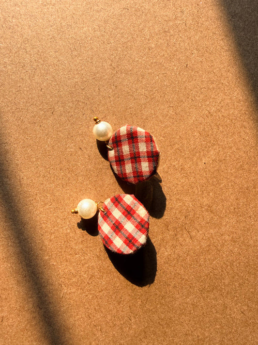 Checkered Fabric Earrings - image 2