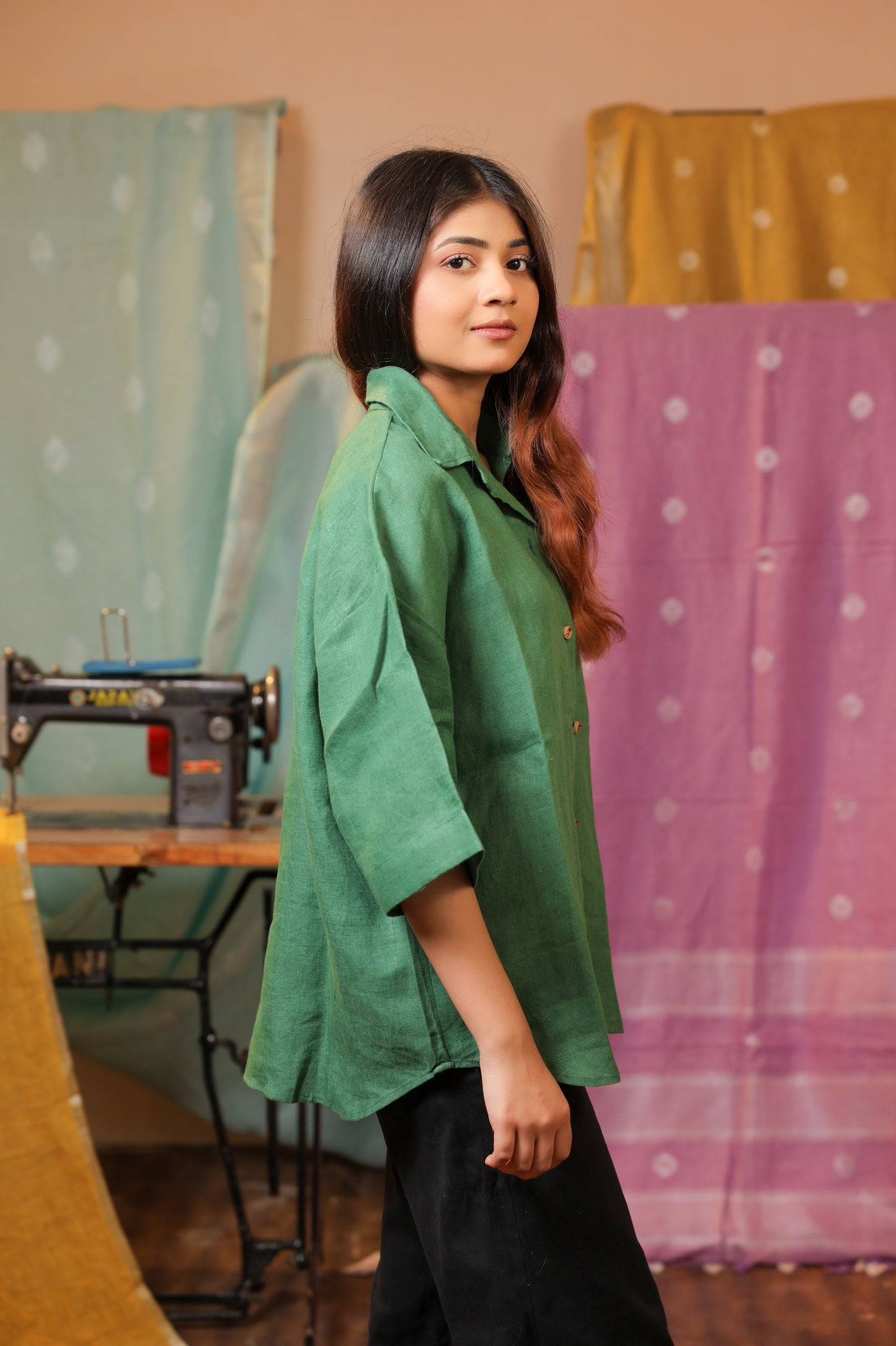 Linen Green Shirt