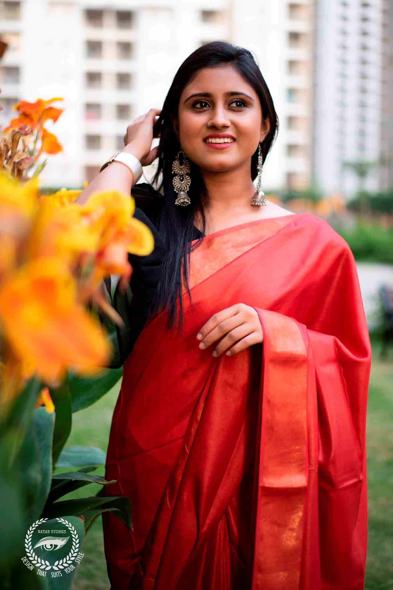 Red Bhagalpuri Silk Saree, 6.3 m (with blouse piece) at best price in  Bhagalpur