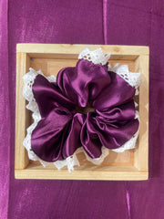 Satin Scrunchies with Lace Trim