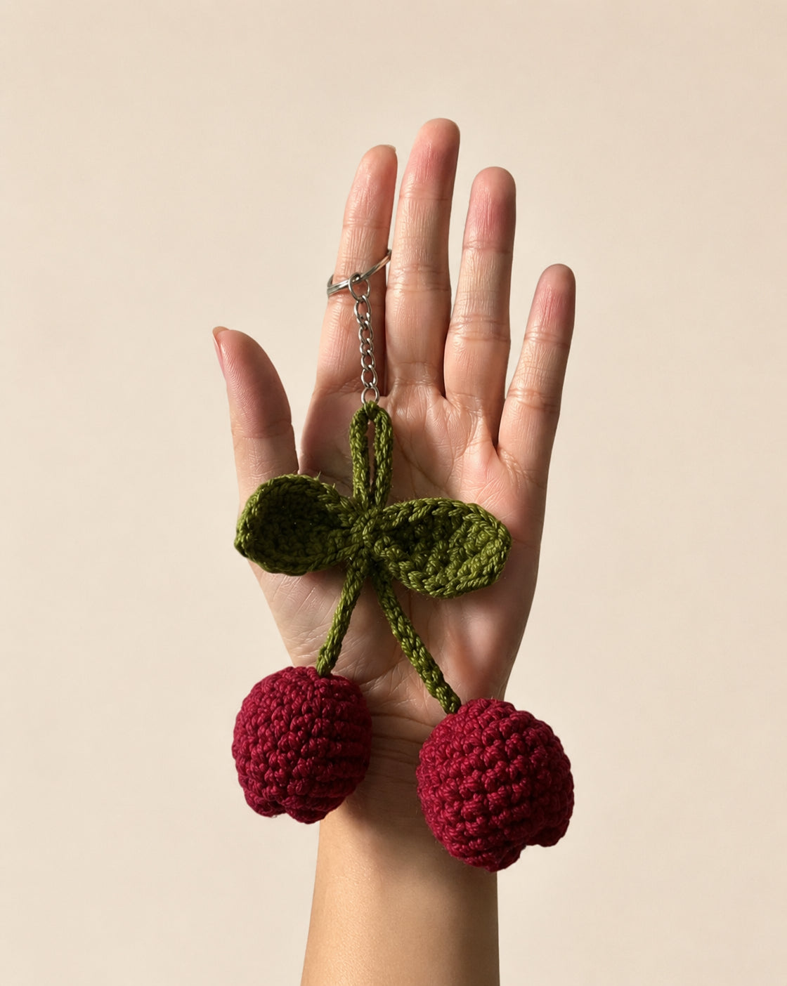 Twin Tulip Crochet Keychain