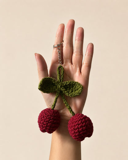 Twin Tulip Crochet Keychain