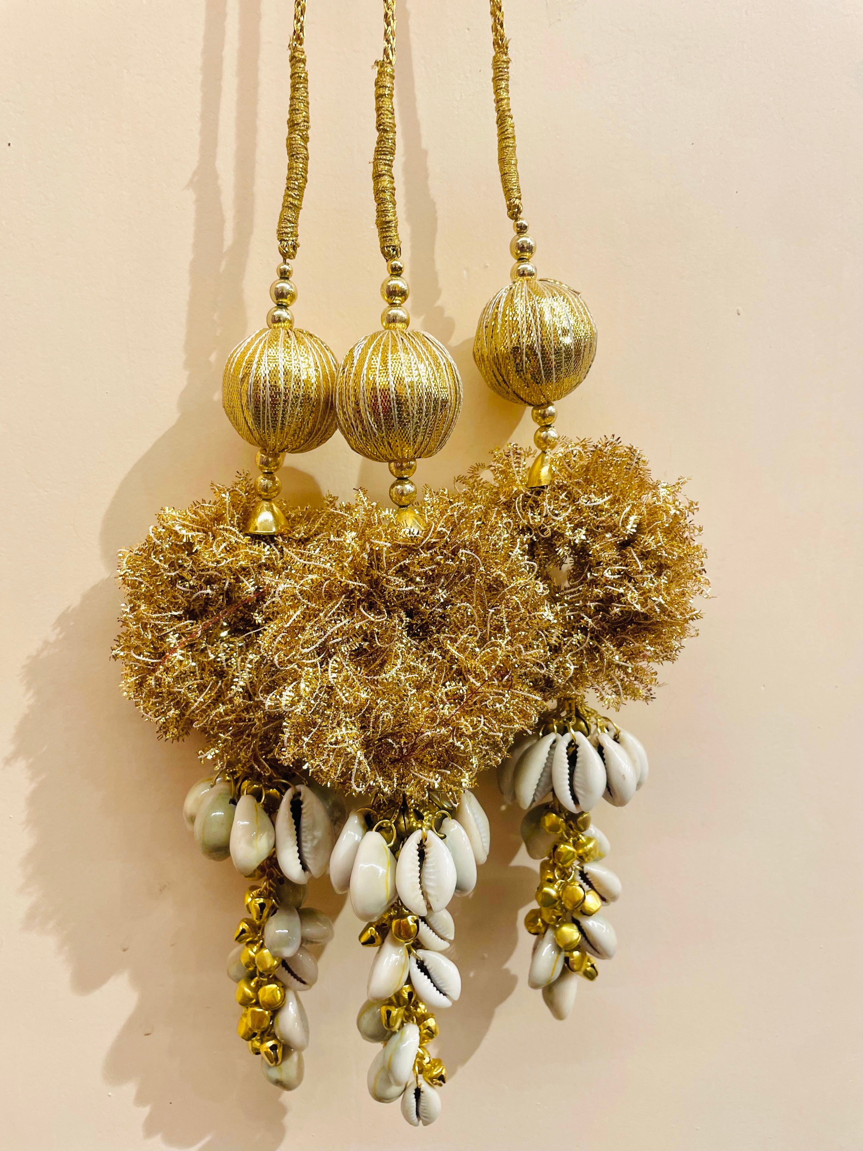 Golden Cowrie Luxe Paranda with Ghungroo Detailing