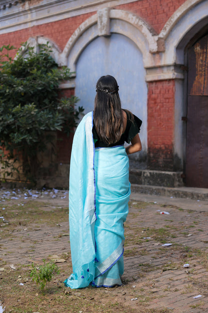 Linen Saree with Artistic Patchwork | Elegant Summer Wear