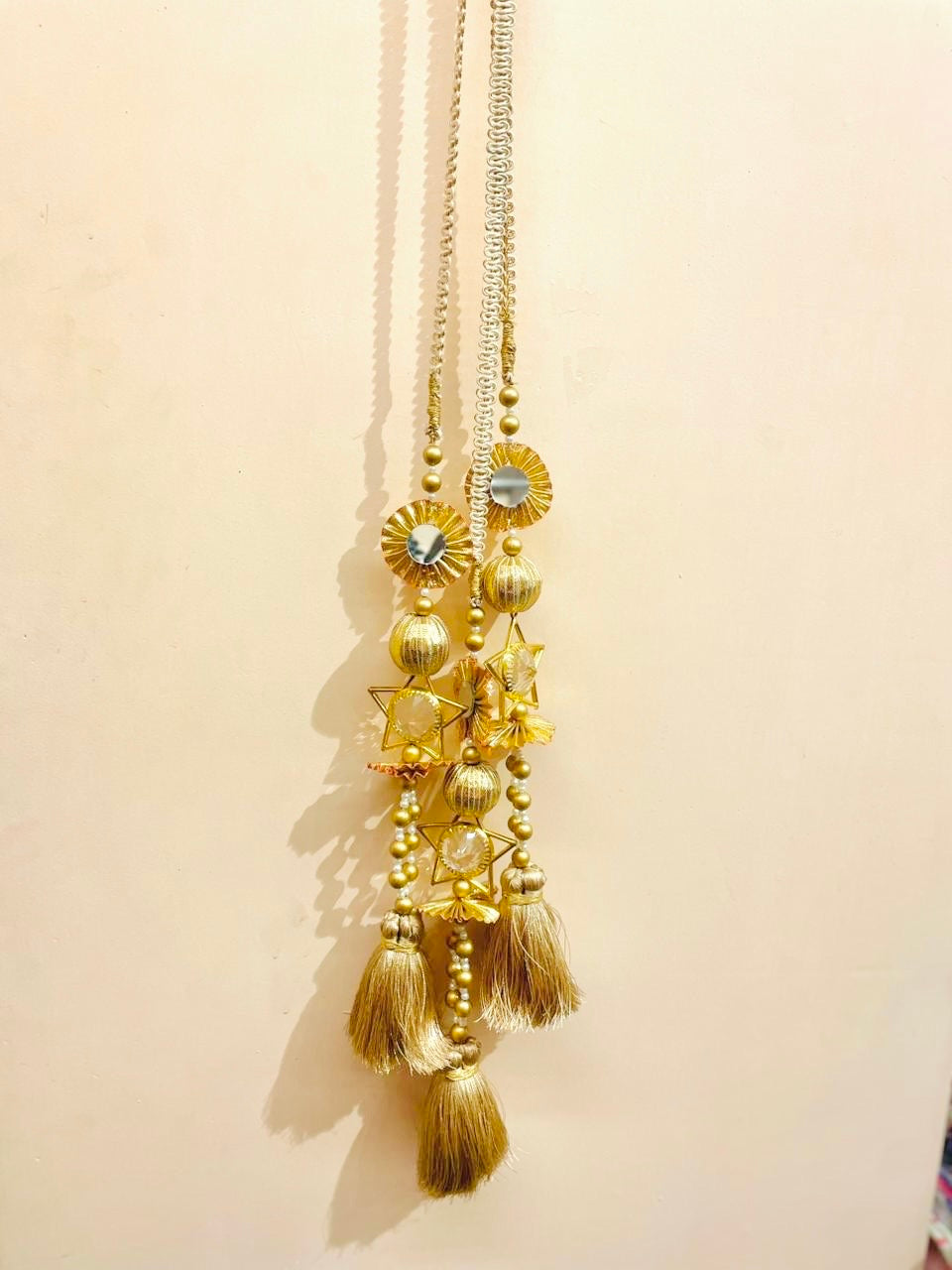 Royal Gold Mirror Work Paranda | Handmade Bridal Punjabi Hair Tassel