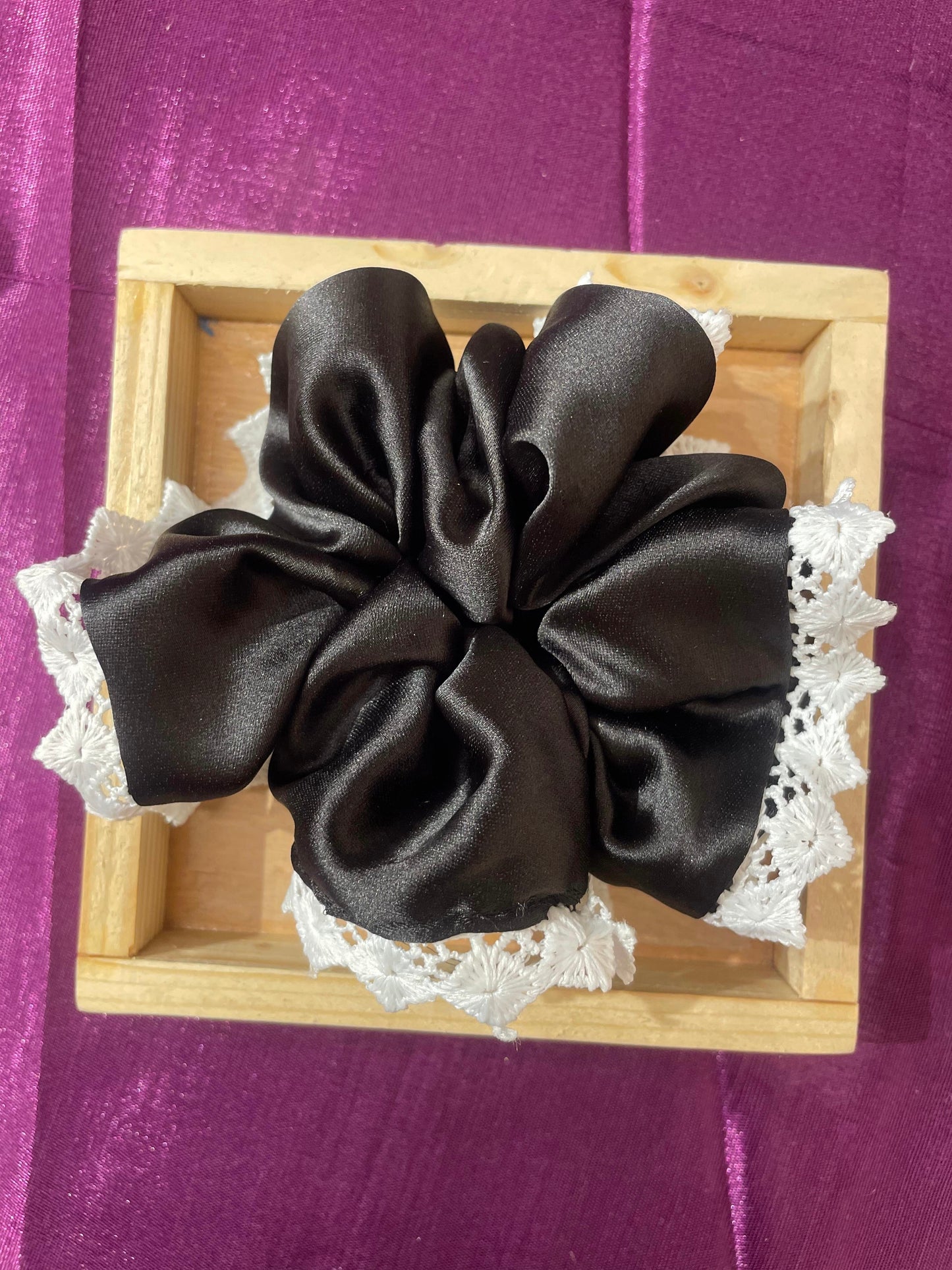 Satin Scrunchies with Lace Trim