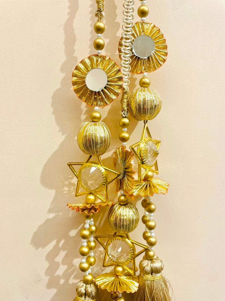 Royal Gold Mirror Work Paranda | Handmade Bridal Punjabi Hair Tassel