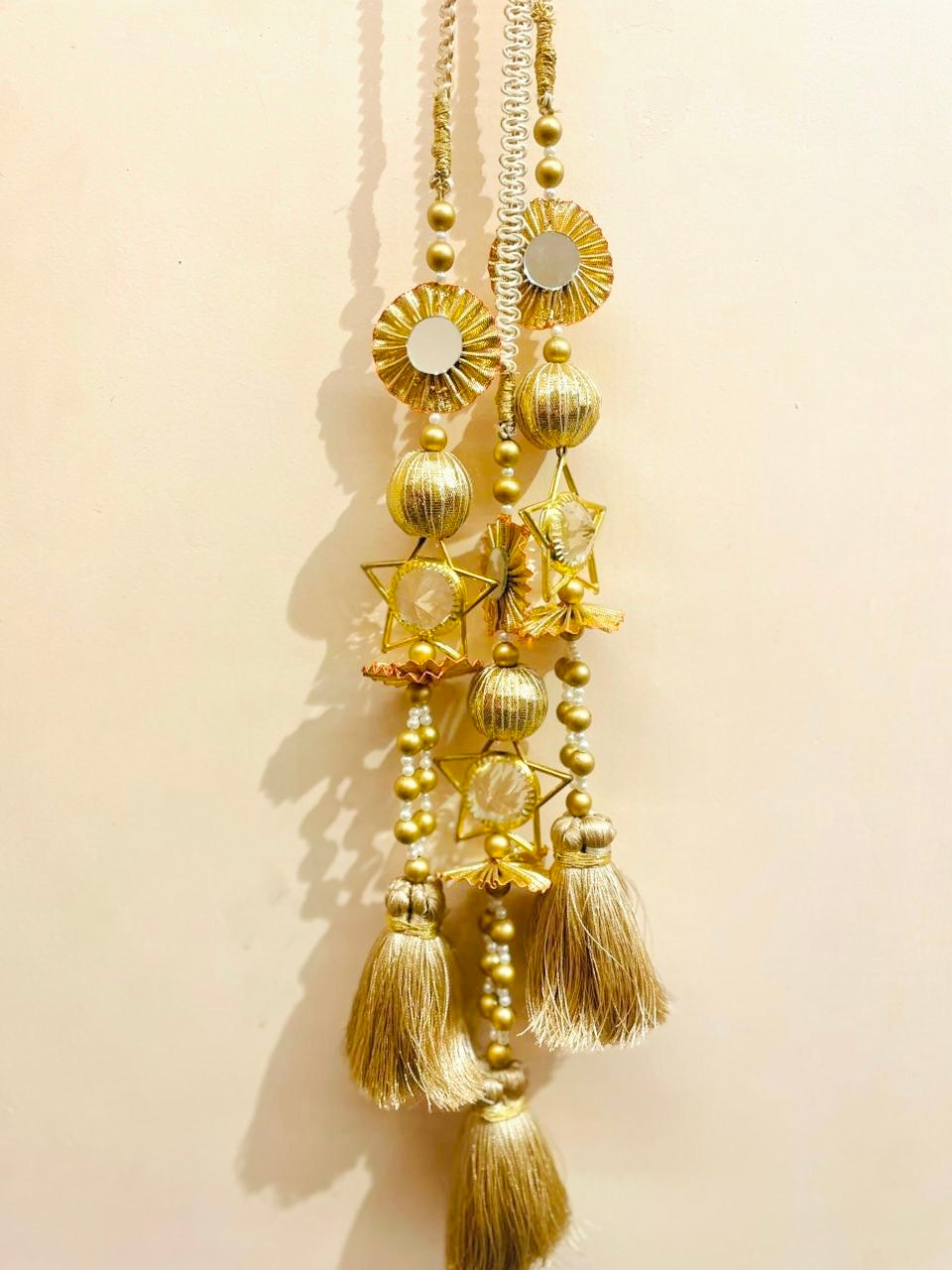 Royal Gold Mirror Work Paranda | Handmade Bridal Punjabi Hair Tassel