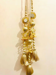 Royal Gold Mirror Work Paranda | Handmade Bridal Punjabi Hair Tassel
