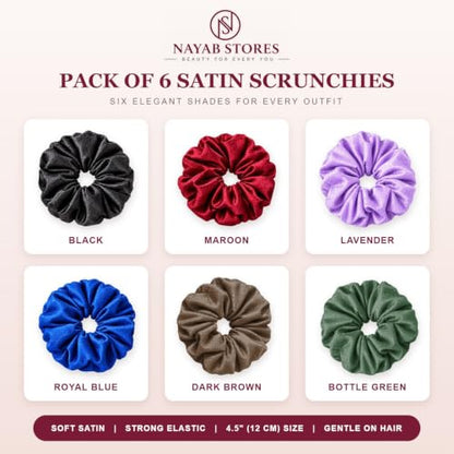 Satin Scrunchies 6 Pack