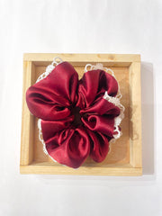 Satin Scrunchies With Lace Trim