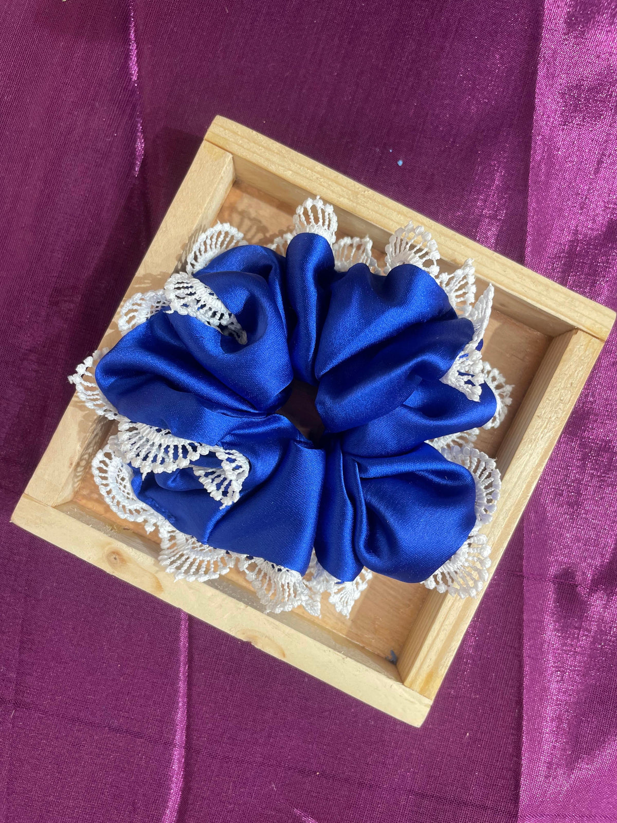 Satin Scrunchies with Lace Trim