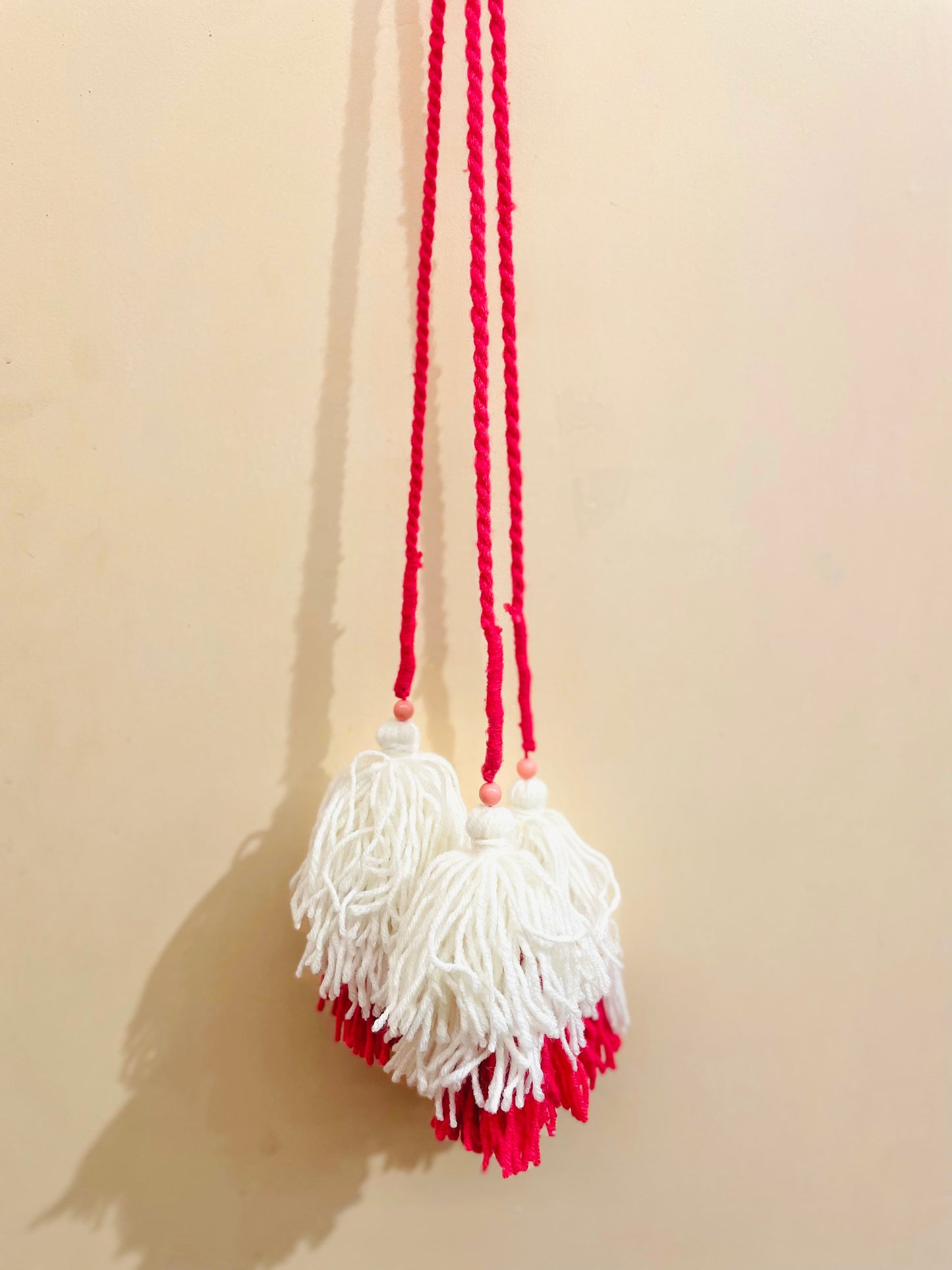Classic Red & White Handmade Paranda Tassel