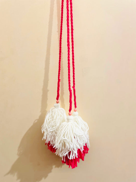Classic Red & White Handmade Paranda Tassel