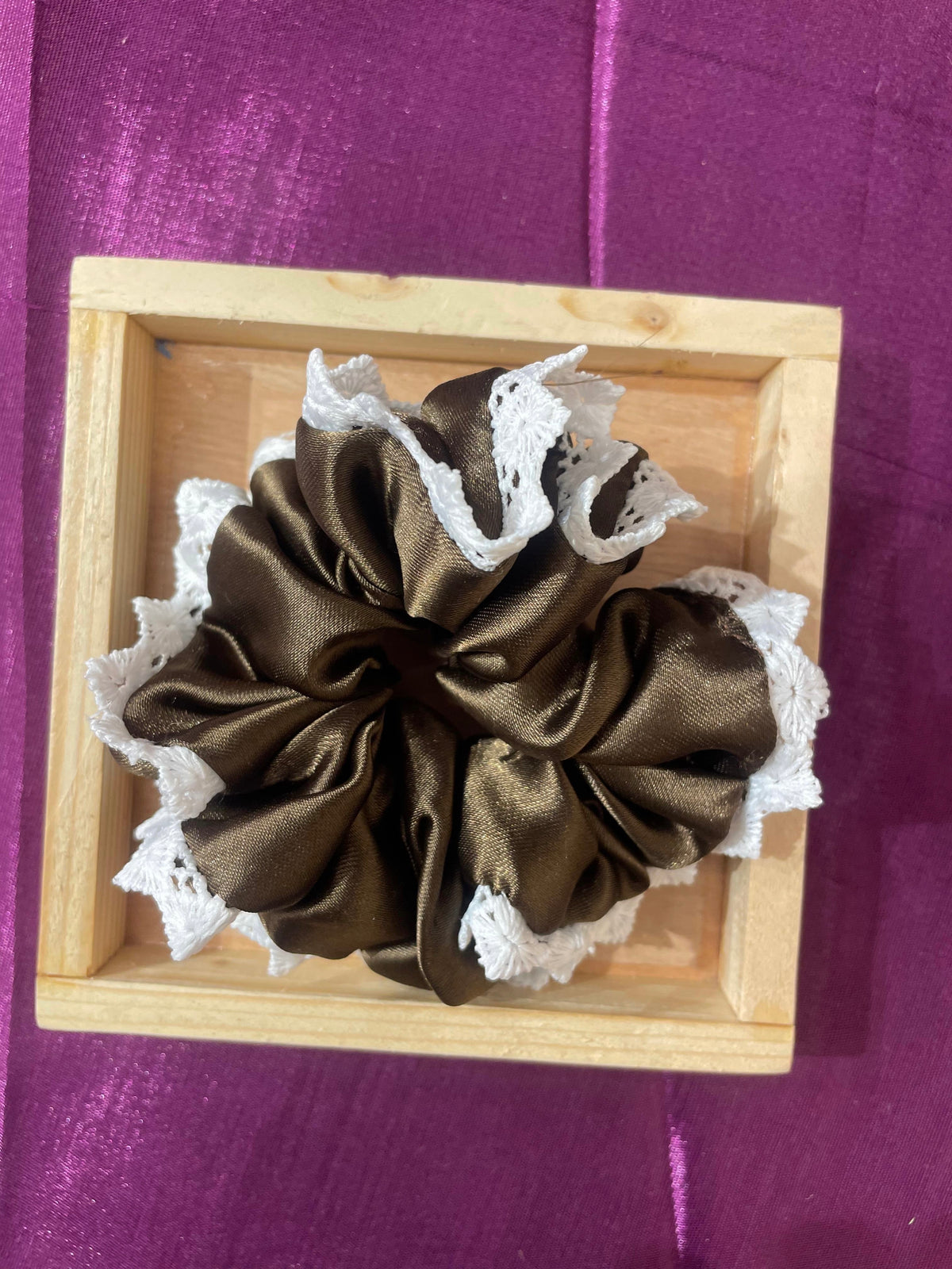 Satin Scrunchies with Lace Trim