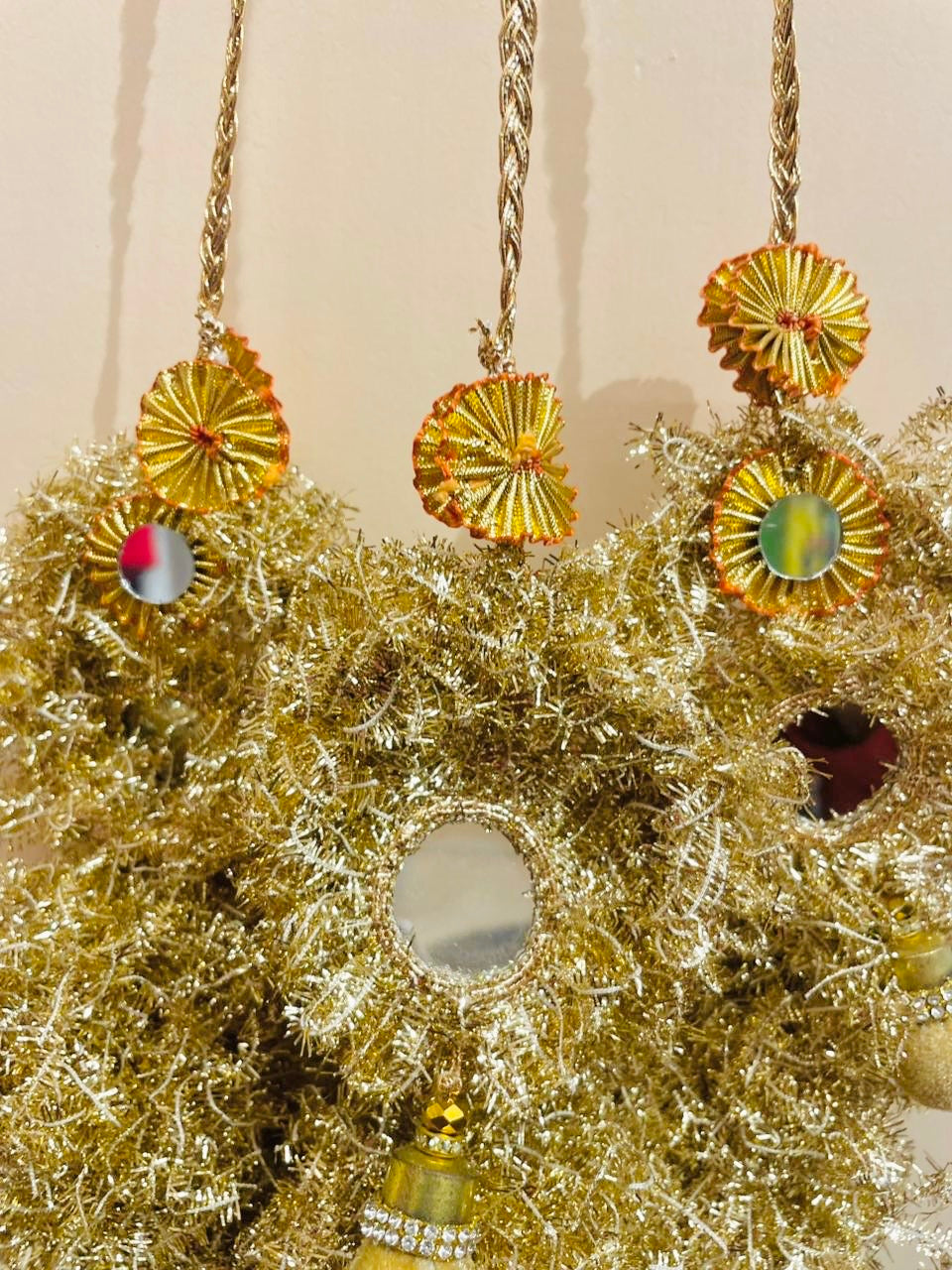 Royal Golden Mirror Paranda with Festive Tassel Work