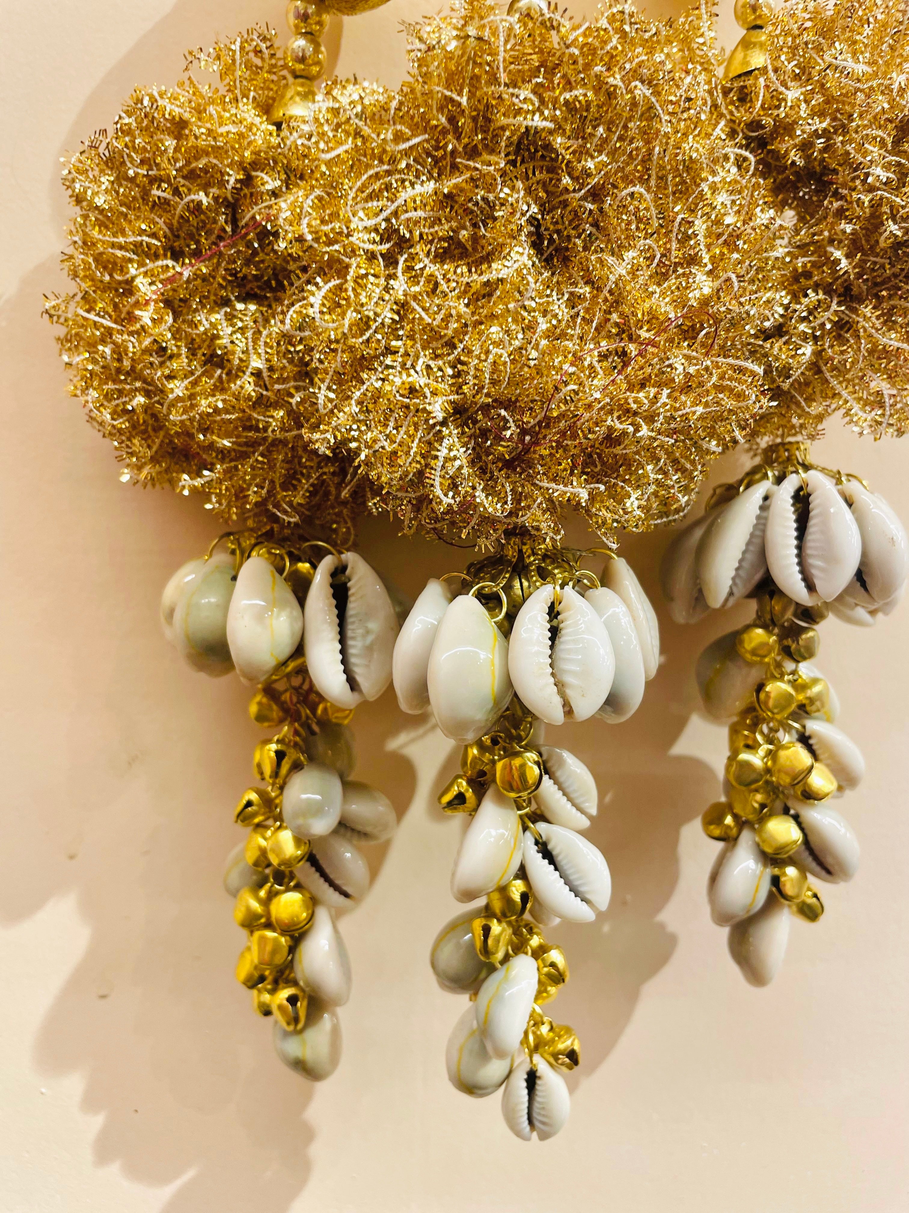Golden Cowrie Luxe Paranda with Ghungroo Detailing
