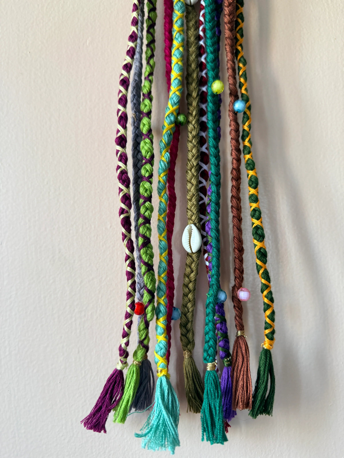 Teal & Purple Braided Hair Band with Cowrie Shell