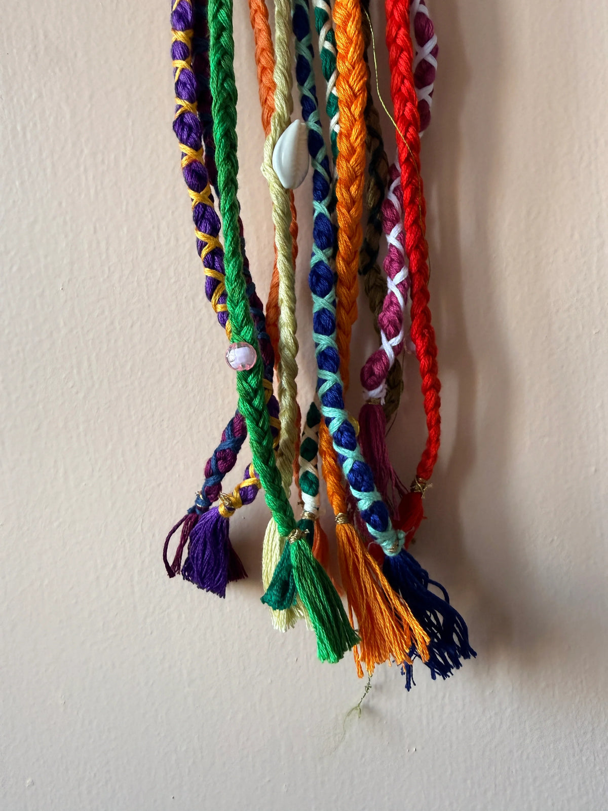 Jewel-Tone Braided Hair Band with Cowrie Shell