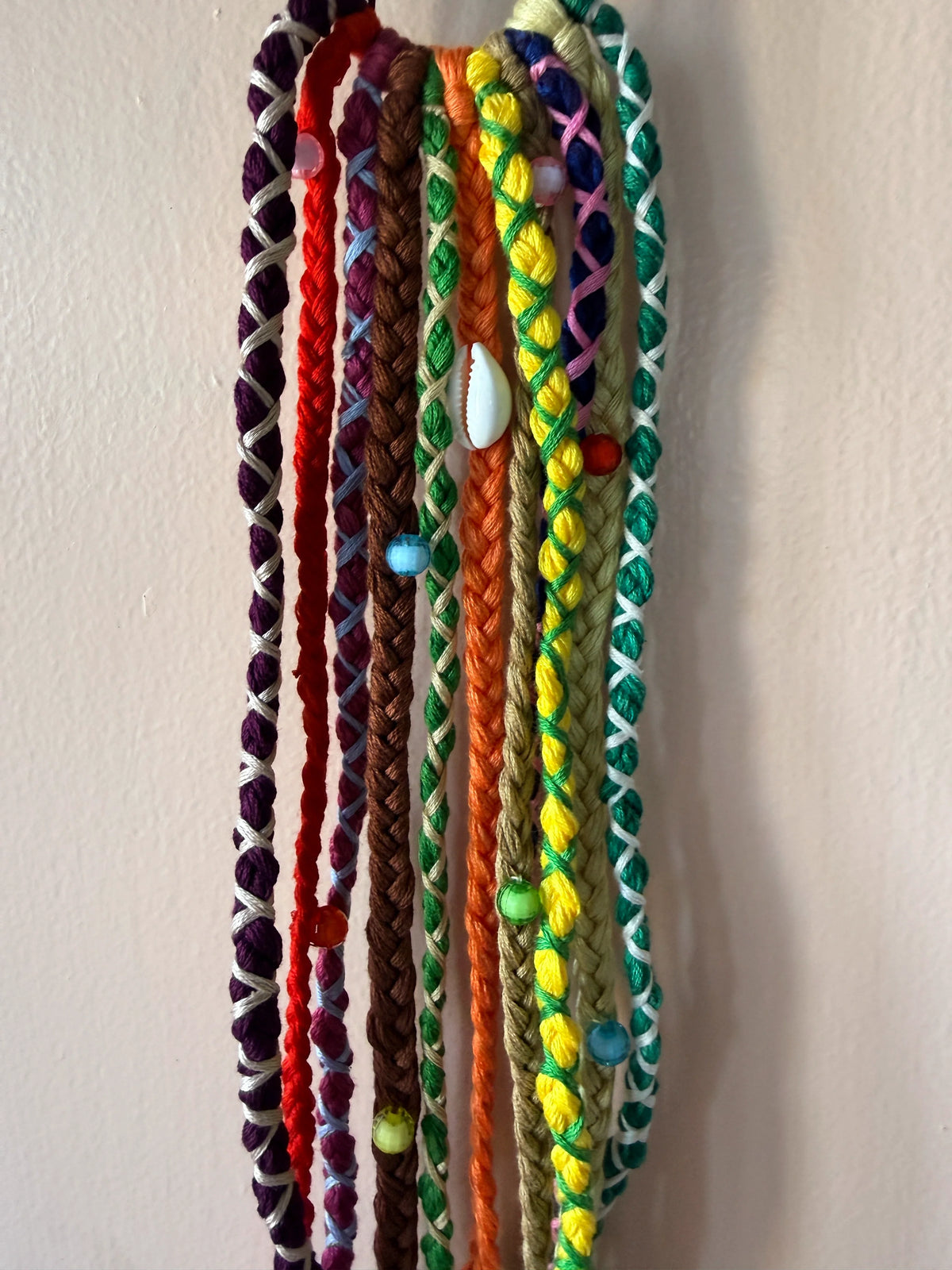 Purple & Brown Braided Hair Band with Cowrie Shell