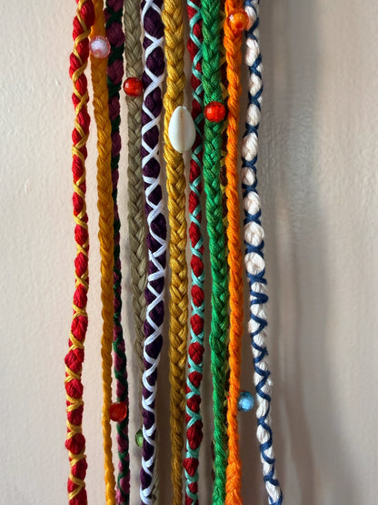 Red & Gold Braided Hair Band with Cowrie Shell