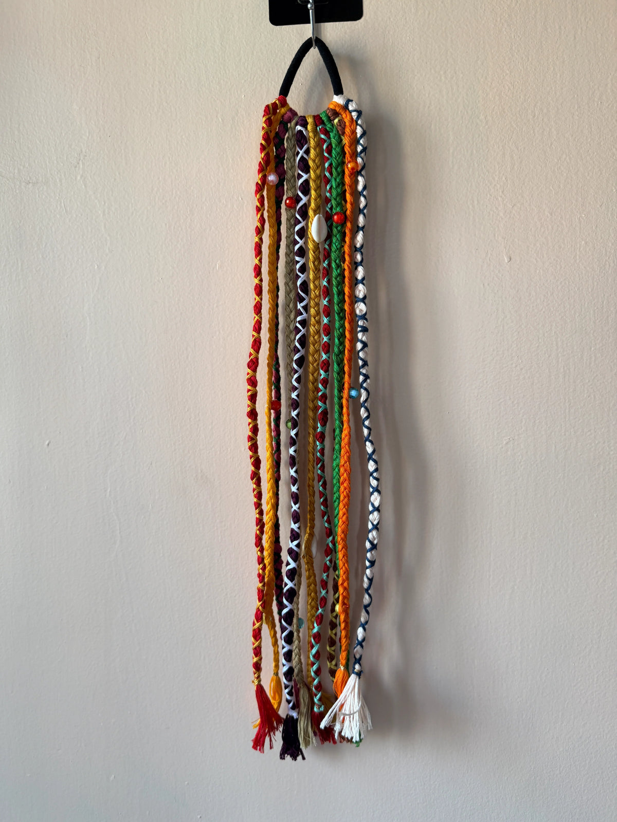 Red & Gold Braided Hair Band with Cowrie Shell