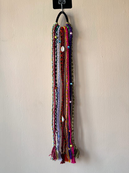 Pastel Multicolor Braided Hair Band with Cowrie Shell