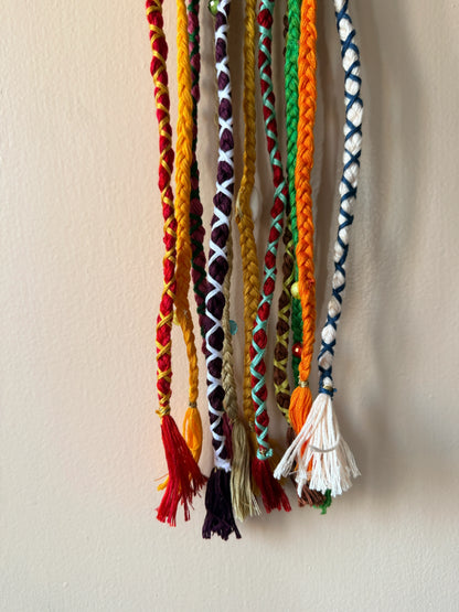 Red & Gold Braided Hair Band with Cowrie Shell