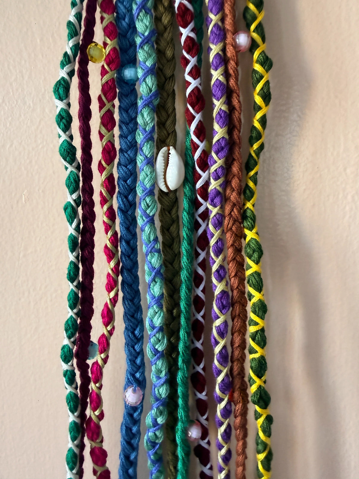 Emerald Multicolor Braided Hair Band with Cowrie Shell