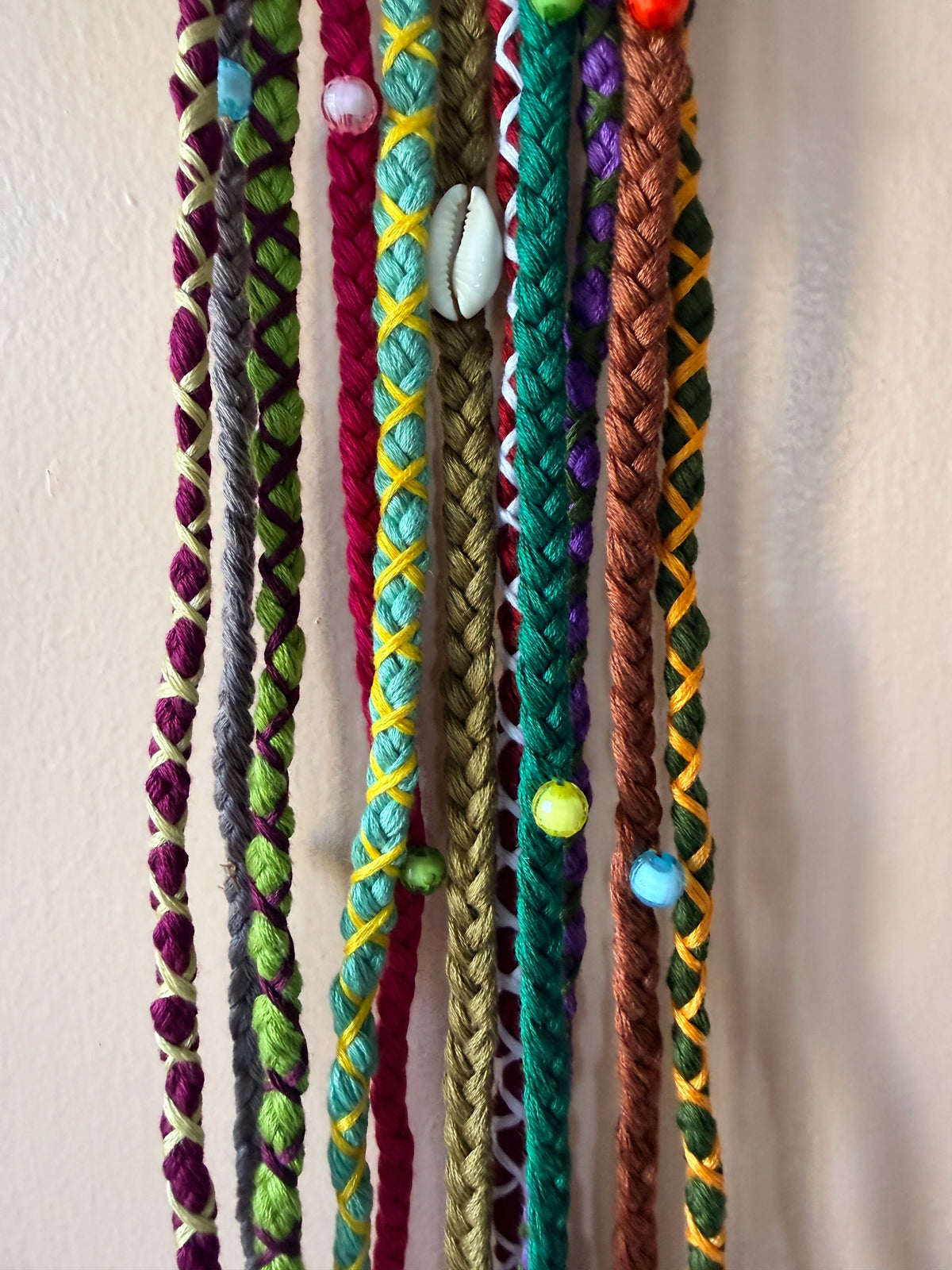 Teal & Purple Braided Hair Band with Cowrie Shell