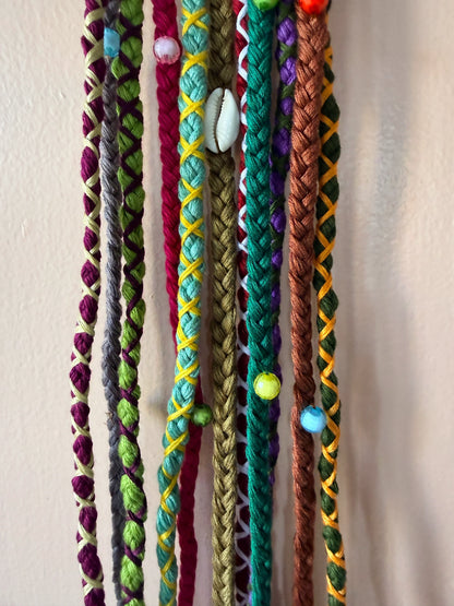 Teal & Purple Braided Hair Band with Cowrie Shell