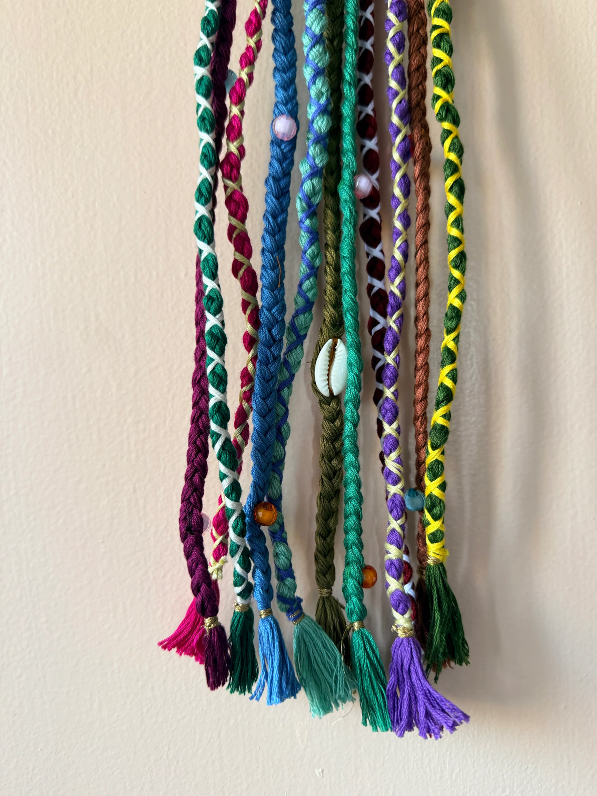 Emerald Multicolor Braided Hair Band with Cowrie Shell