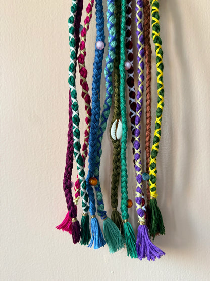 Emerald Multicolor Braided Hair Band with Cowrie Shell