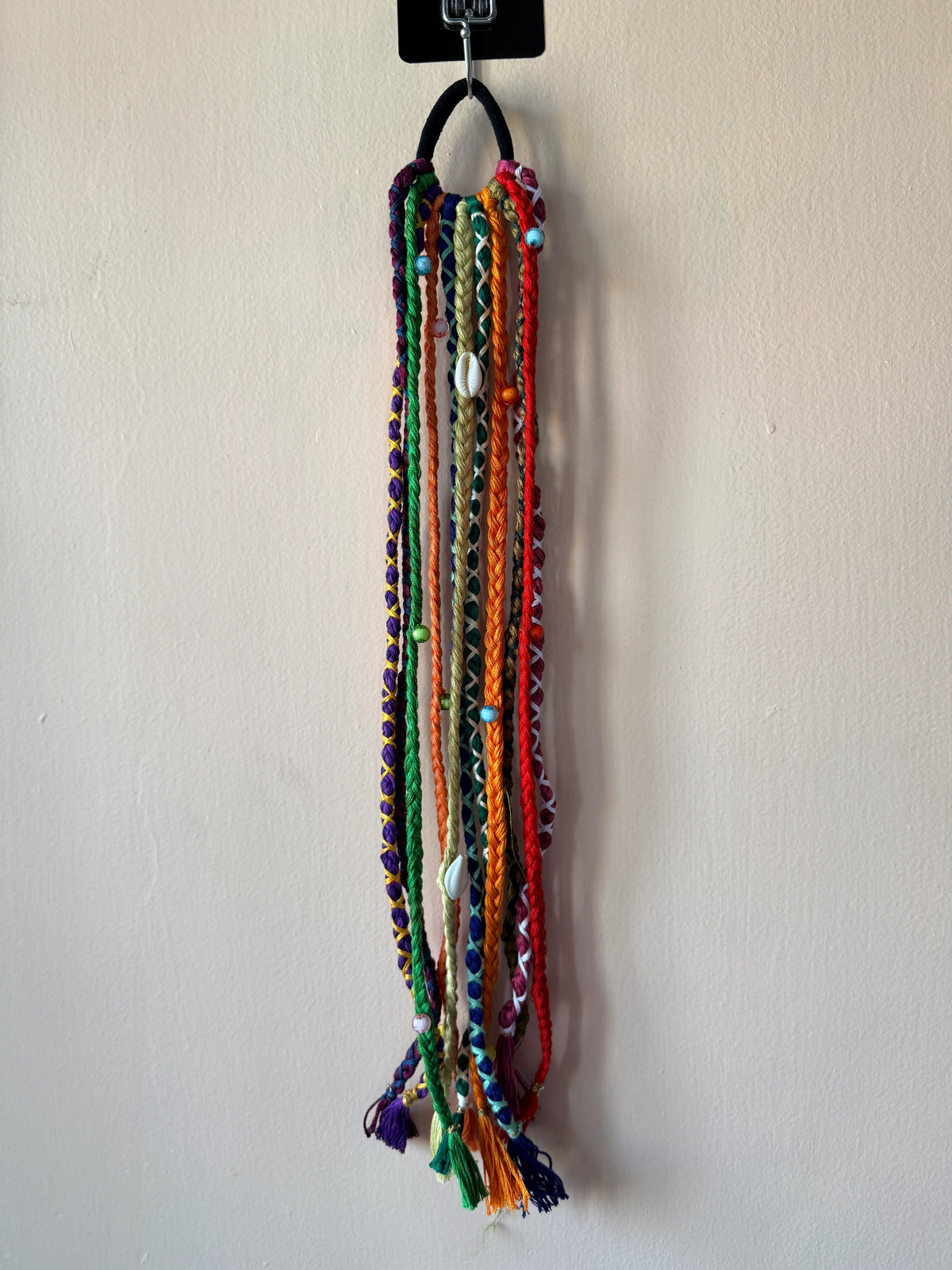 Jewel-Tone Braided Hair Band with Cowrie Shell