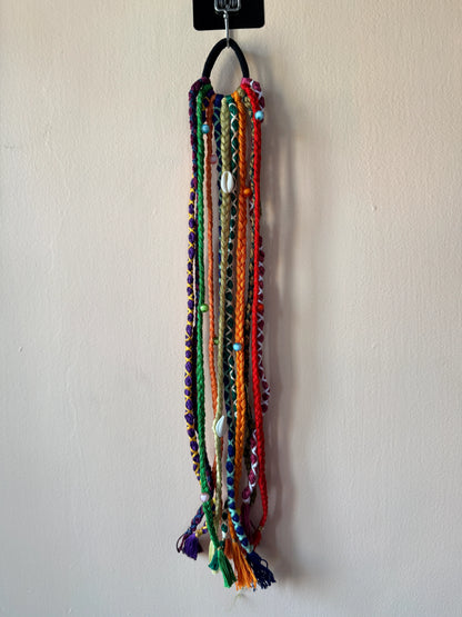 Jewel-Tone Braided Hair Band with Cowrie Shell