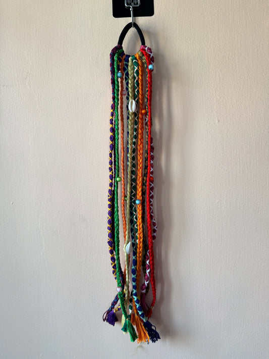 Jewel-Tone Braided Hair Band with Cowrie Shell