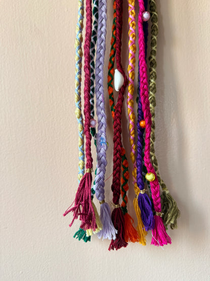 Pastel Multicolor Braided Hair Band with Cowrie Shell