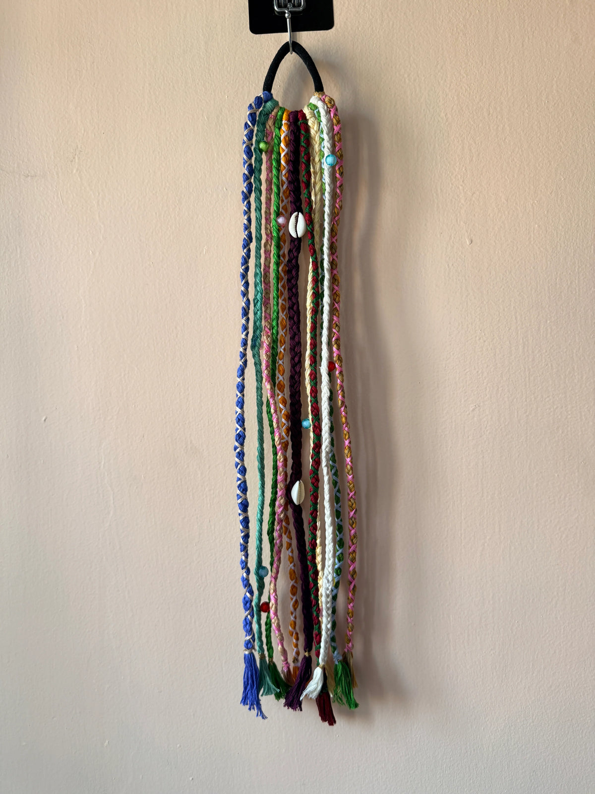 Teal & Coral Braided Hair Band with Tassels