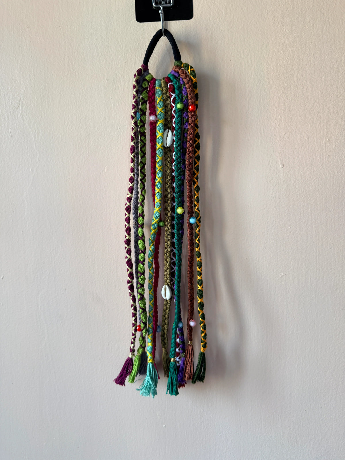 Teal & Purple Braided Hair Band with Cowrie Shell