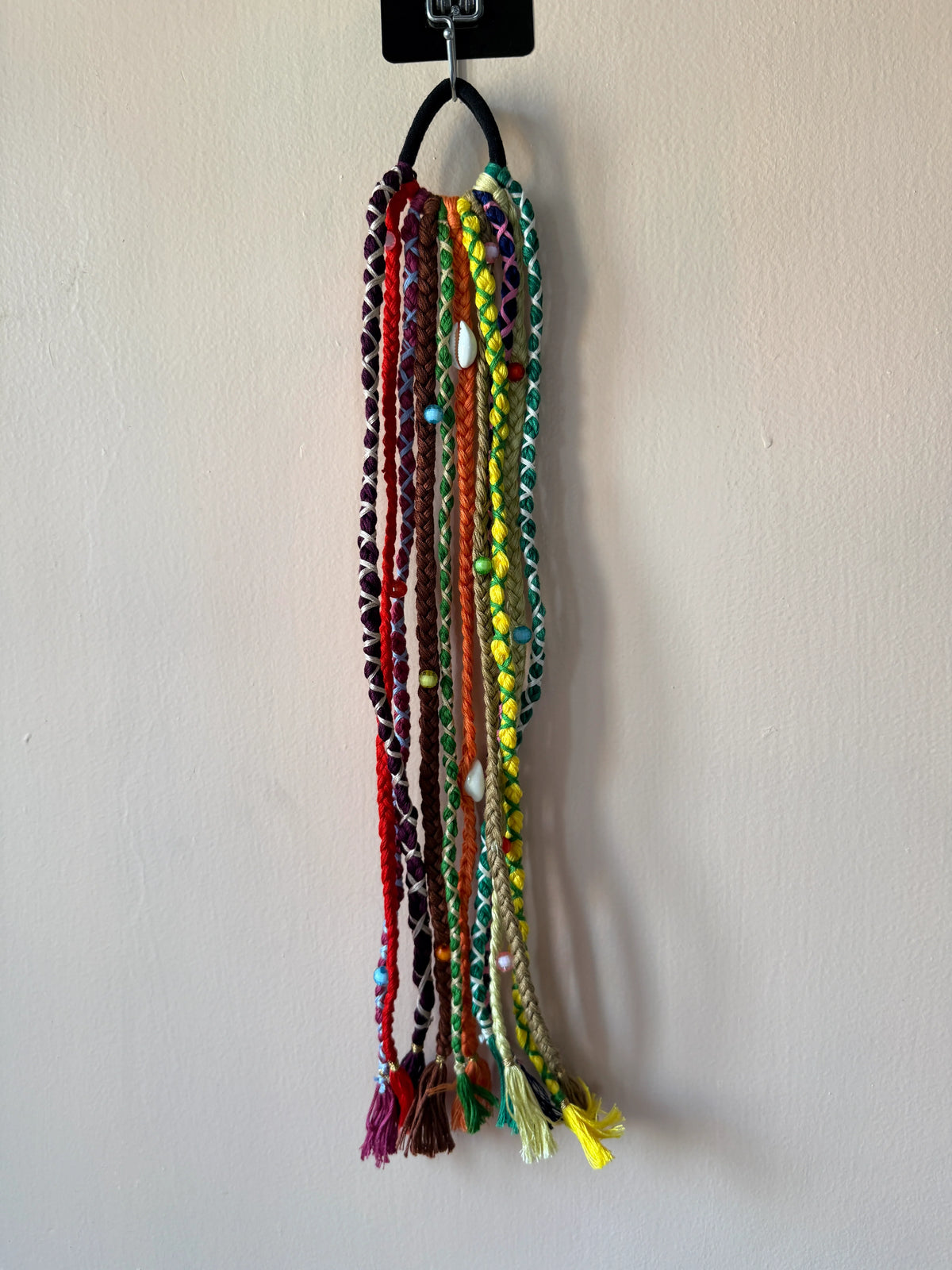 Purple & Brown Braided Hair Band with Cowrie Shell