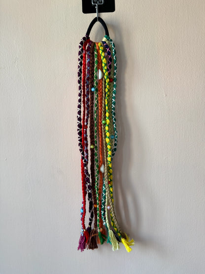 Purple & Brown Braided Hair Band with Cowrie Shell