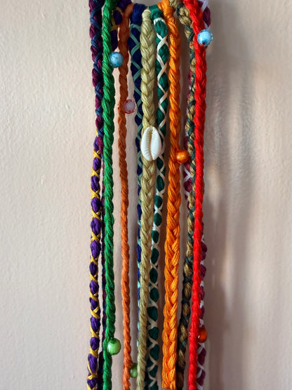 Jewel-Tone Braided Hair Band with Cowrie Shell
