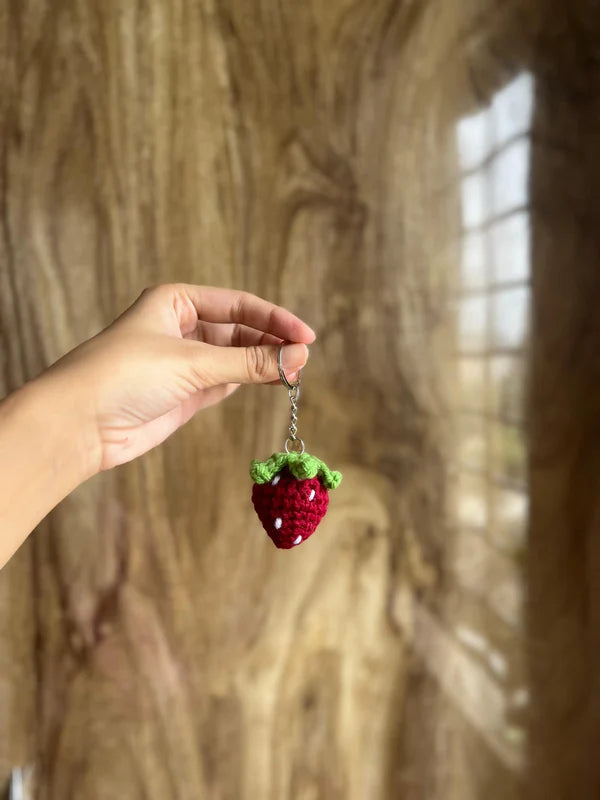 Strawberry Crochet Keychain